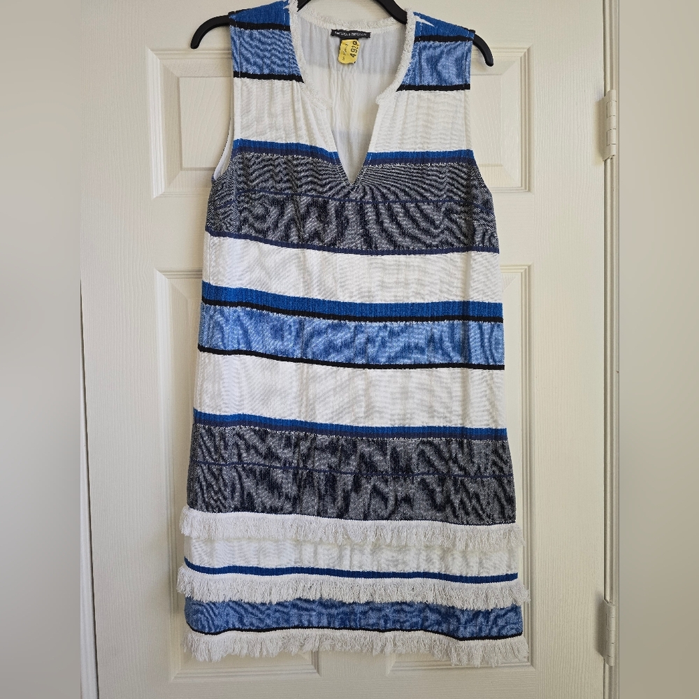Striped Blue and White Sleeveless Dress